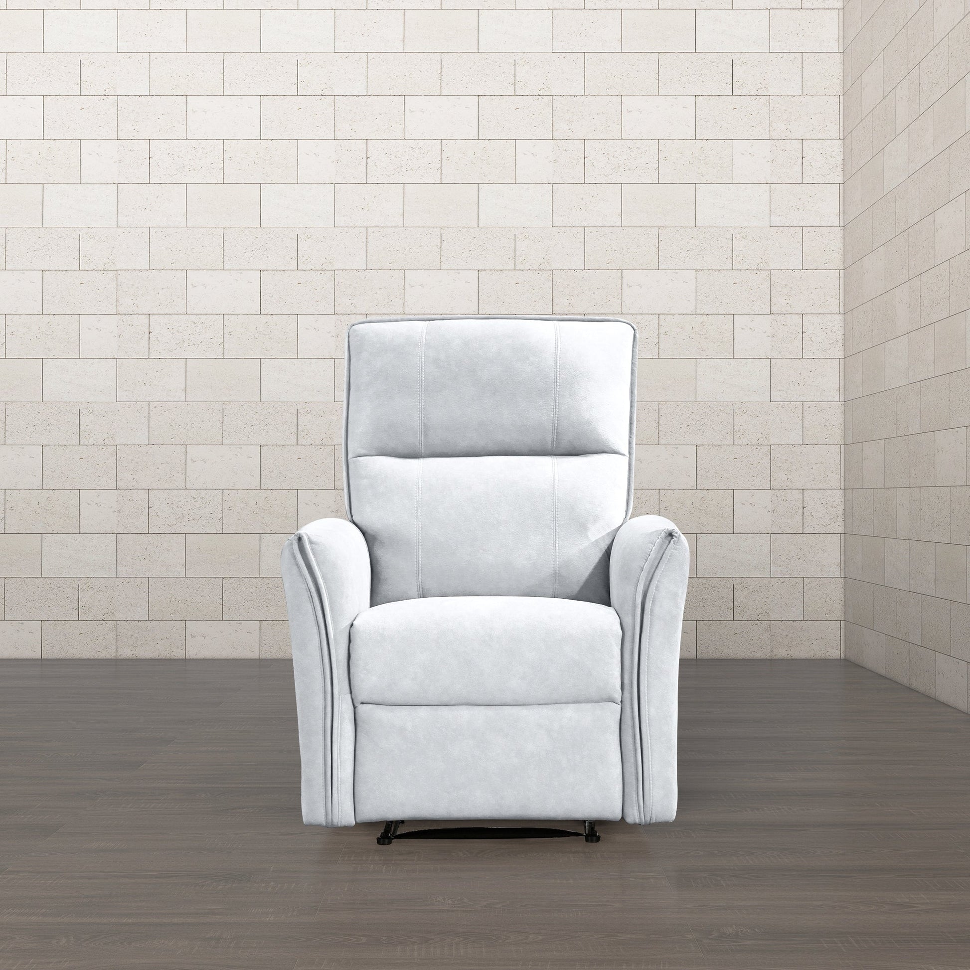 Asheville Grey Suede Recliner Chair Light Gray Suede Cushion Back Push Button Suede