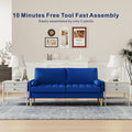 Roma 67.7'' 3 Seater Sofa Couch For Living Room, Modern Sofa,Small Couches For Small Spaces,Upholstered 3 Seater Couch For Bedroom, Apartment, Home Office, Tool Free Assembly,Blue Blue Velvet Wood