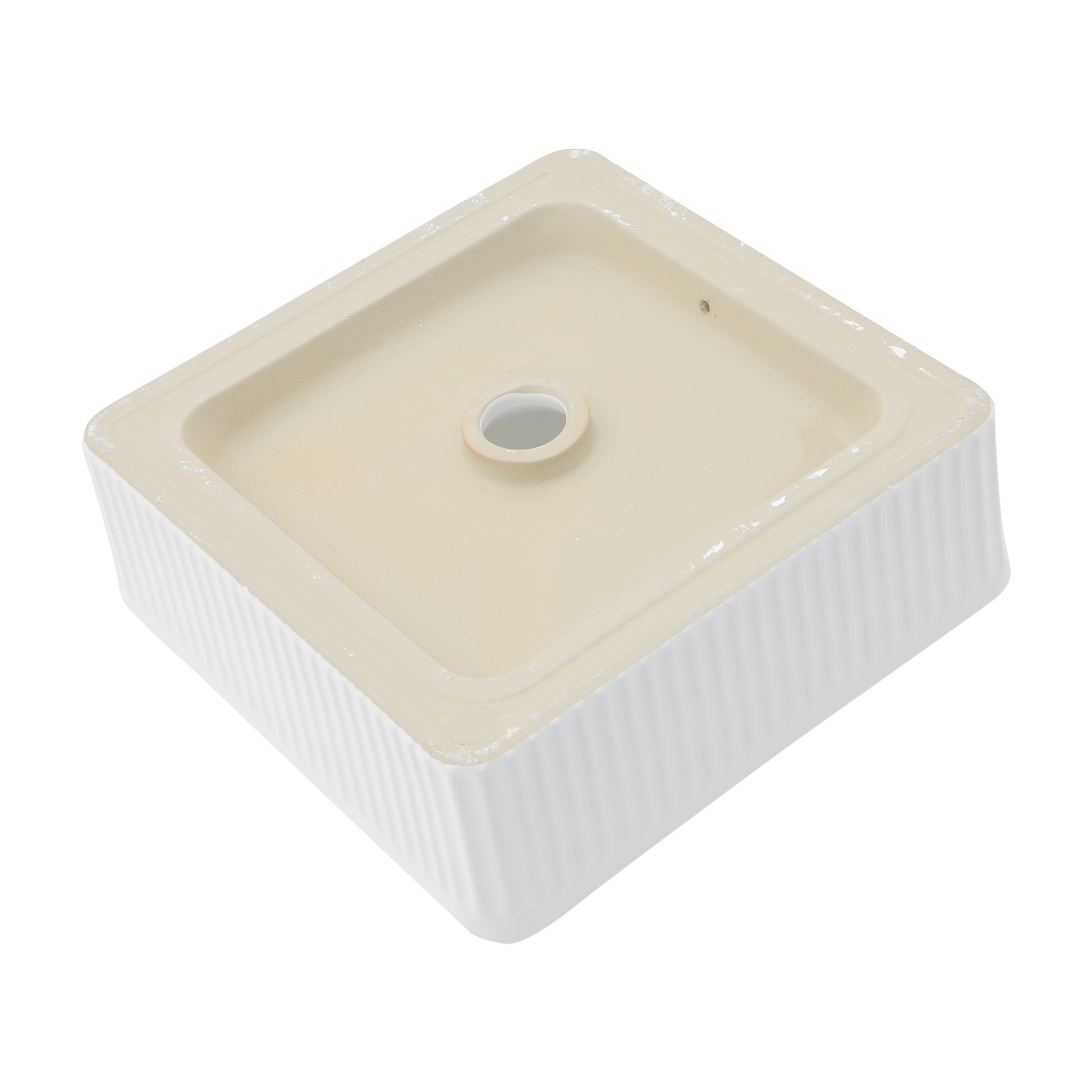 15.69"X15.69" White Ceramic Square Vessel Bathroom Sink White Ceramic