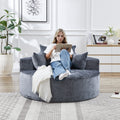 55''L Chenille Sponge Single Sofa,No Assembly Required,Fluffy Modern Sleeper Chair For Living Room, Bedroom, Lounge And Projection Room Not A Swivel Chair. Grey Foam Chenille 1 Seat