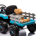 Ride On Tractor With Trailer,24V Battery Powered Electric Tractor Toy, 200W*2Motor 1.86 4.97Mph Remote Control,Electric Car For Kids,Three Speed Adjustable,Usb,Mp3 ,Bluetooth,Led Light, Safety Belt. Blue 50 99 Lbs Polypropylene