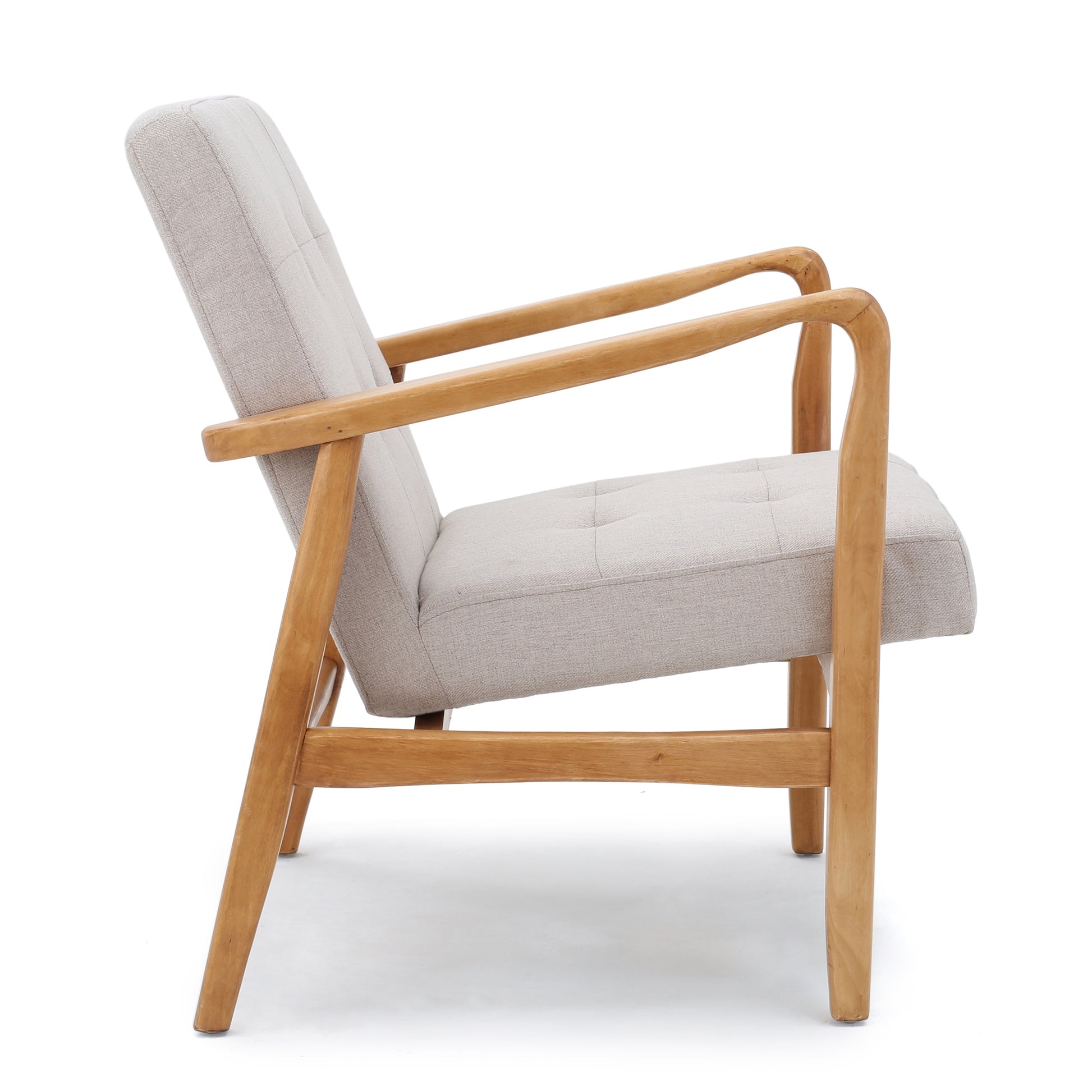 Beige Fabric Mid Century Modern Club Chair Beige Fabric