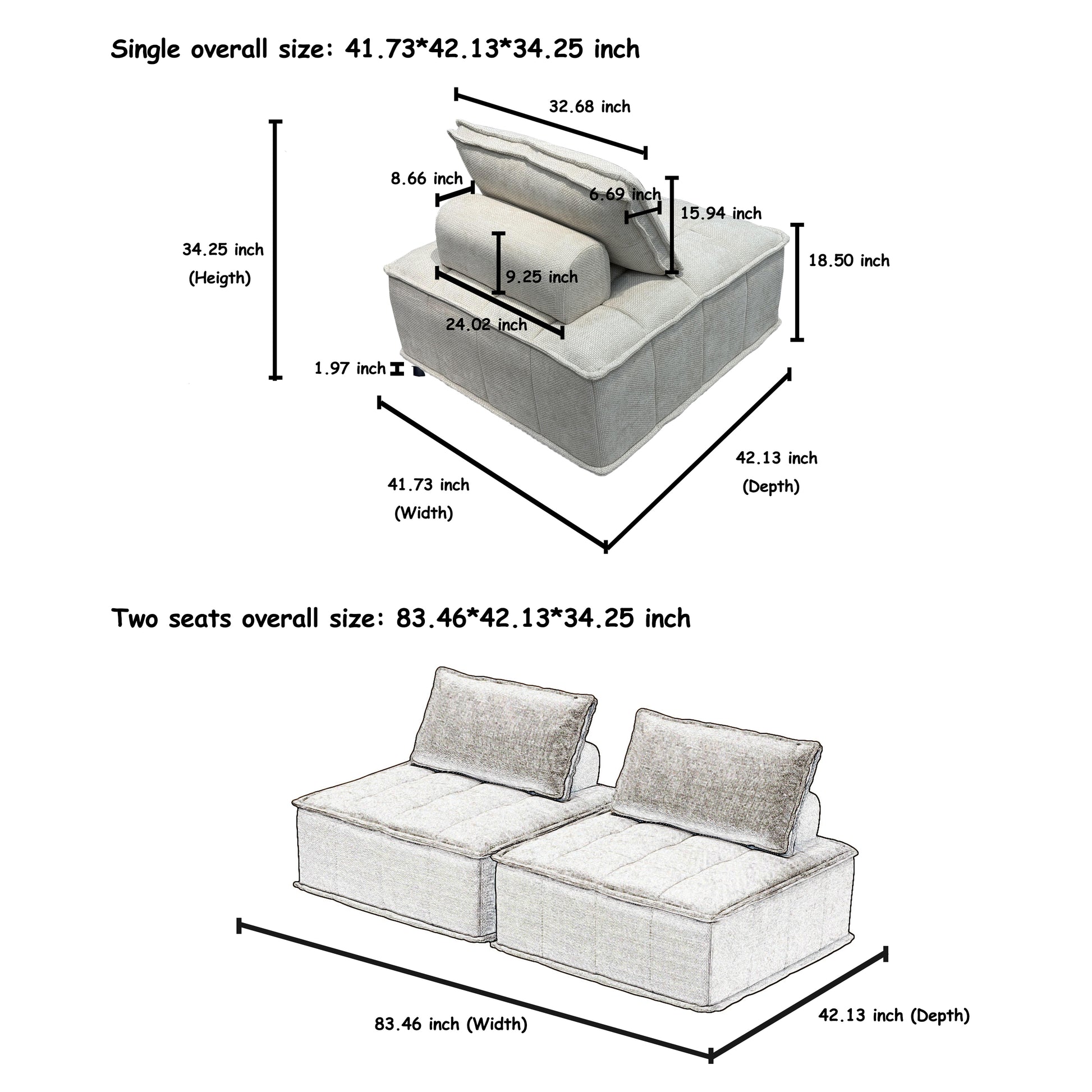 Versatile 4 Module Sofa With Adjustable Backrests And Customizable Configuration Chenille Black Sofa Black Chenille 4 Seat
