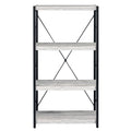 Antique White And Black 3 Shelf Bookcase 4 Black Grey Horizontal Primary Living Space Contemporary Adjustable Shelves Wood Metal