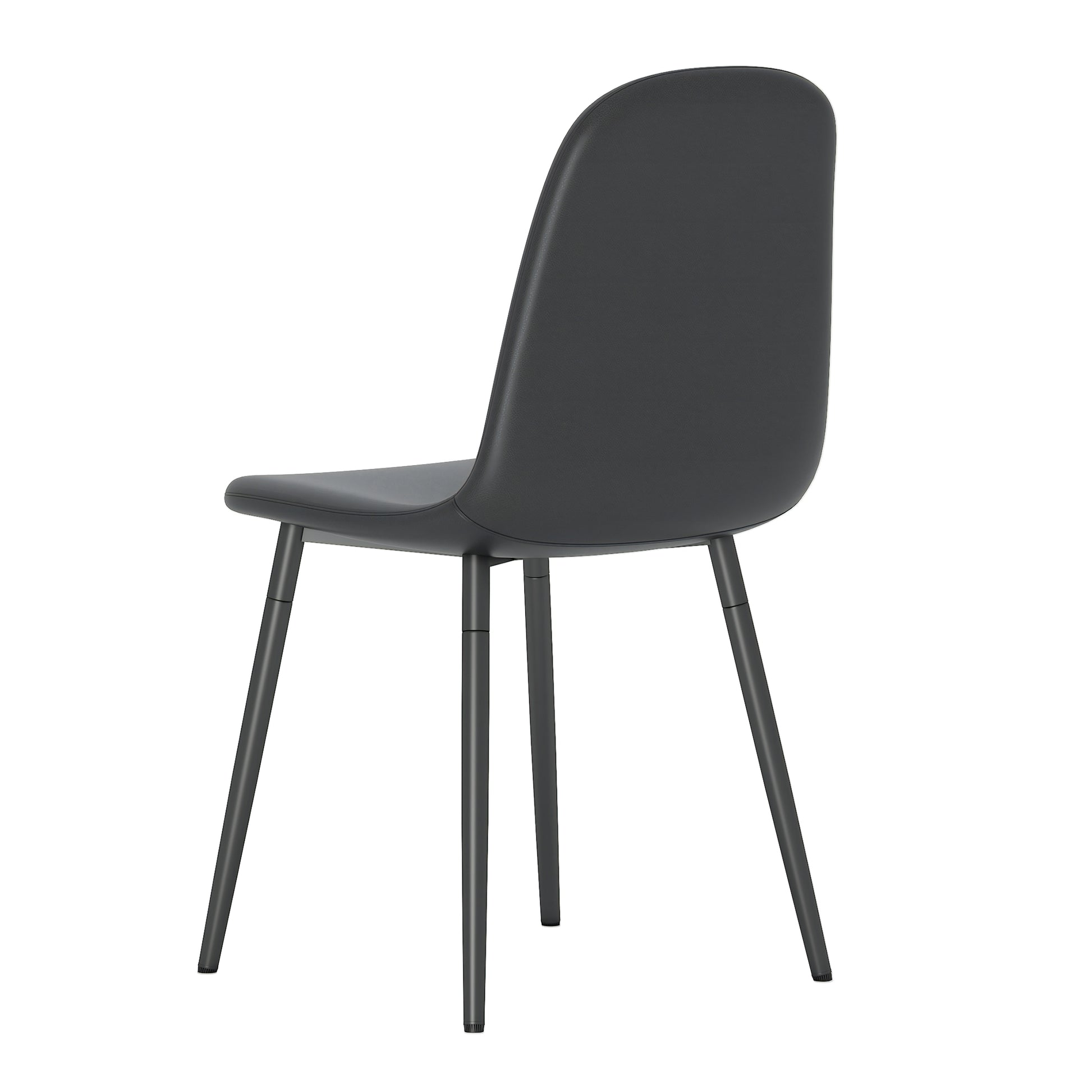 Modern Minimalist Black Dining Chair Set Four Chairs Per Box, Stable And Comfortable.Modern Mid Century Style Upholstered Side Chairs,Spoon Shaped Chairs With Black Metal Legs. Black Metal,Pu