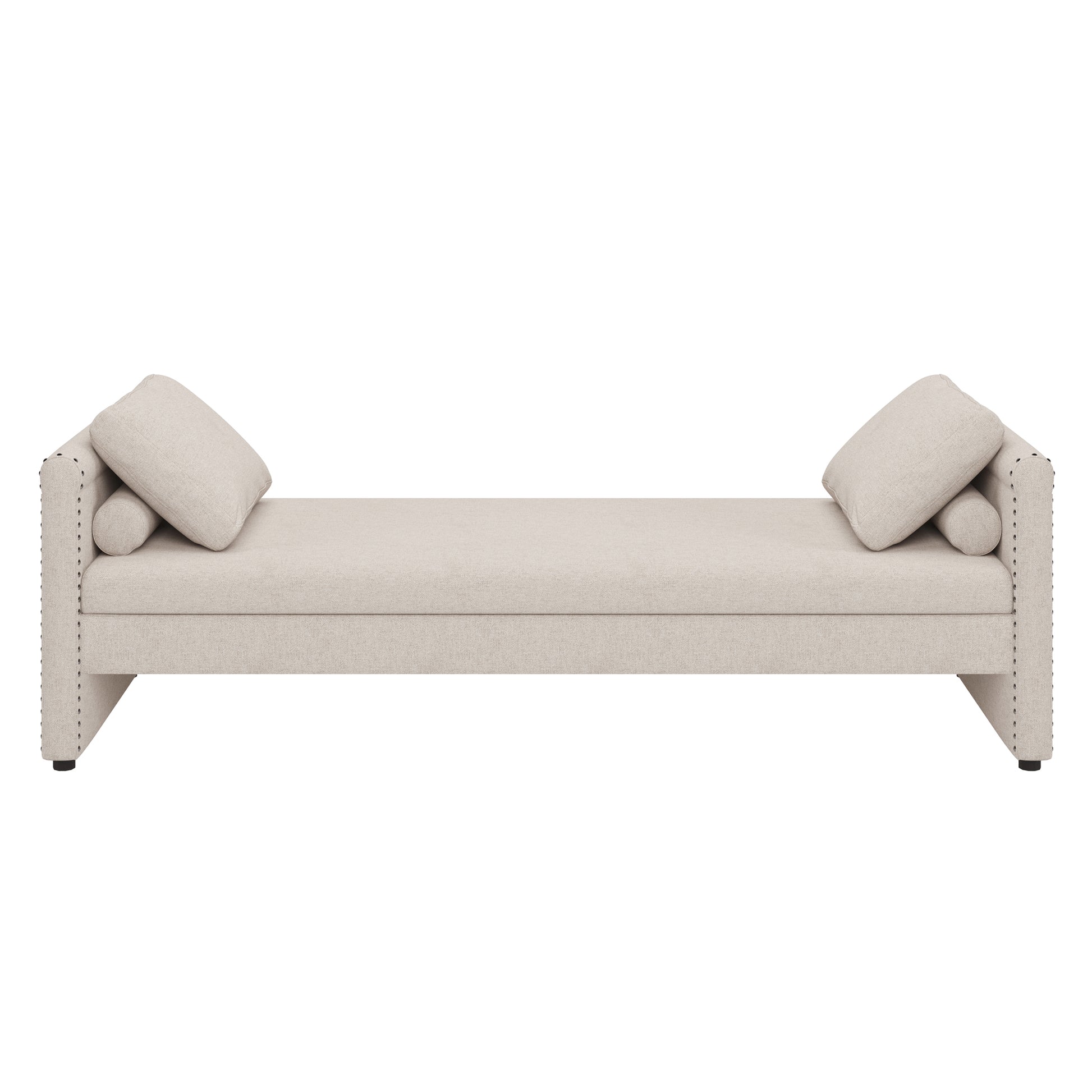 Modern Upholstered Chaise Lounger Daybed With Pillows Small Single Daybed, No Mattress Needed, Perfect For Living Rooms & Home Office,Linen Fabric, Beige Beige Linen
