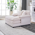 56.3 Inch Corduroy Single Sofa With 2 Toss Pillows And A Ottoman ,Comfy Sofa Deep Seat Couch For Living Room White Foam 1 Seat