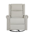 360 Degree Swivel Upholstered Manual Recliner For Living Room, Biege Beige Wood Manual Handle Primary Living Space Soft Pu