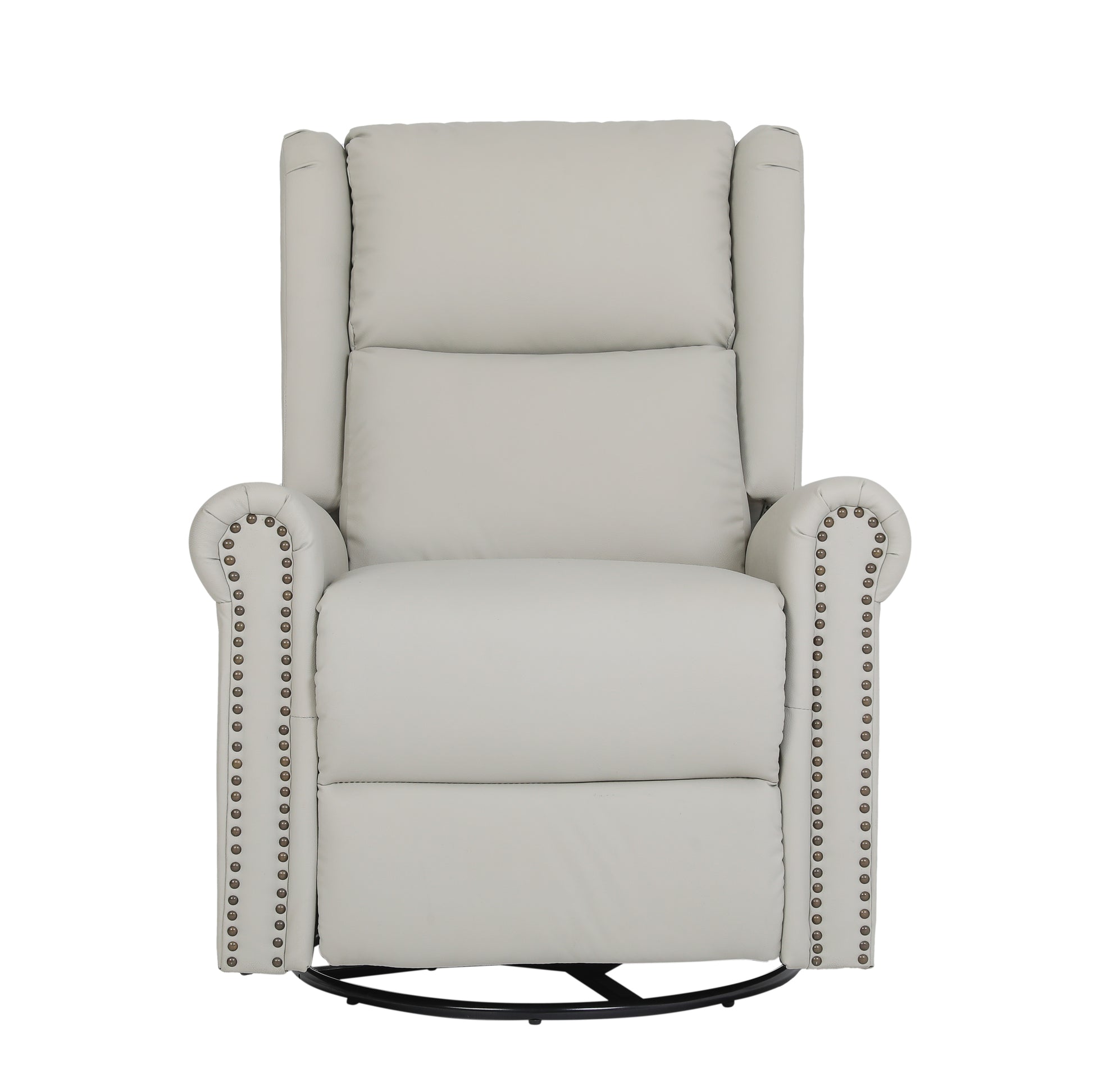 360 Degree Swivel Upholstered Manual Recliner For Living Room, Biege Beige Wood Manual Handle Primary Living Space Soft Pu
