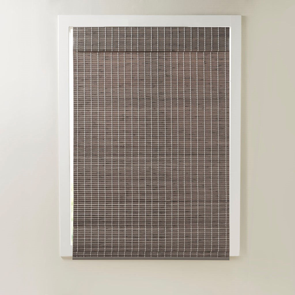 Bamboo Light Filtering Roman Shade 64"L Grey Ash Bamboo