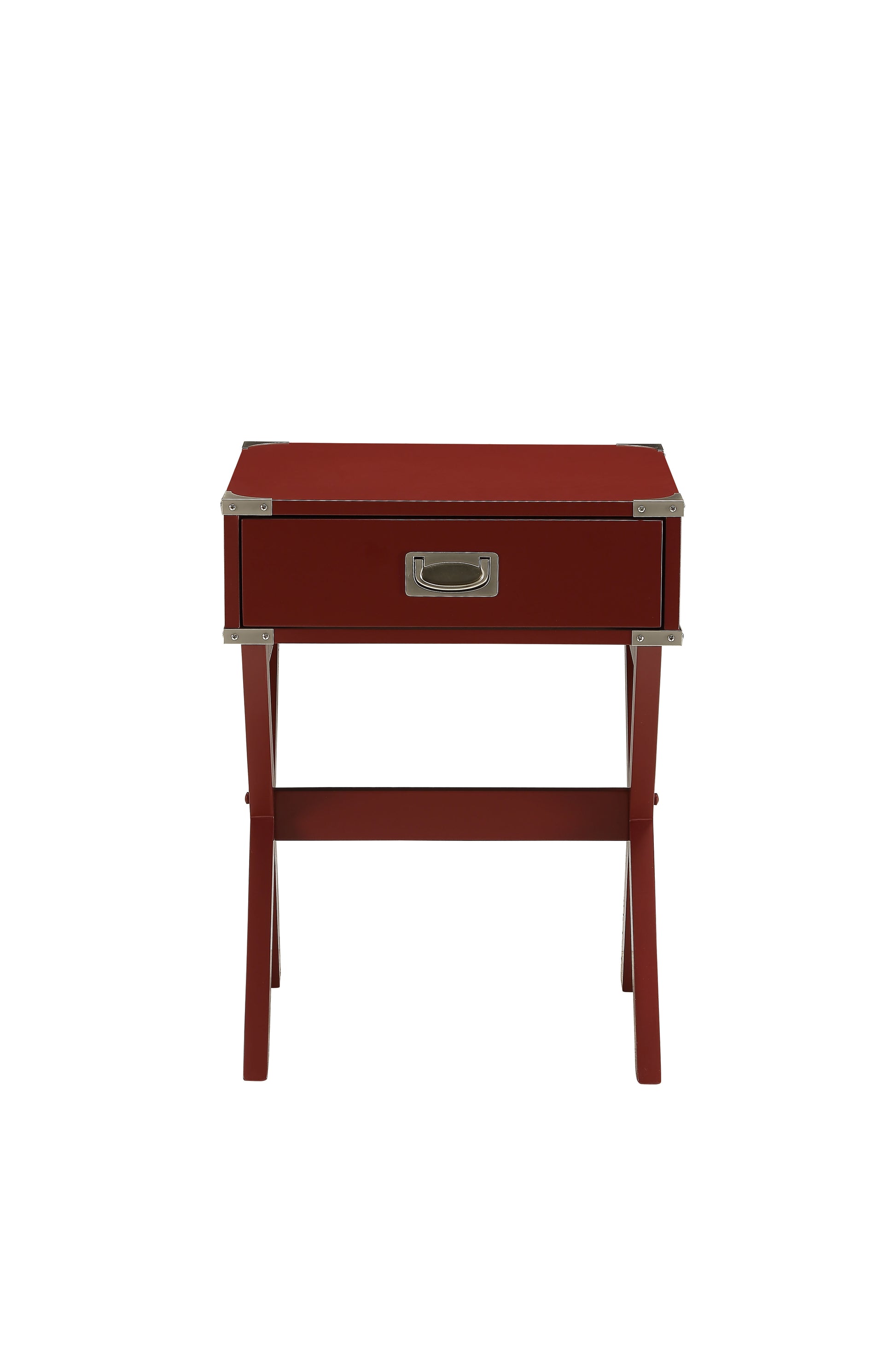 Babs Red Finish Accent Table Red Synthetic Wood