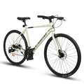 A28320 700C Ecarpat Road Bike, 24 Speed L Twoo Disc Brakes, Light Weight Aluminum Frame ,Racing Bike City Commuting Road Bicycle For Men Women Cream Aluminium