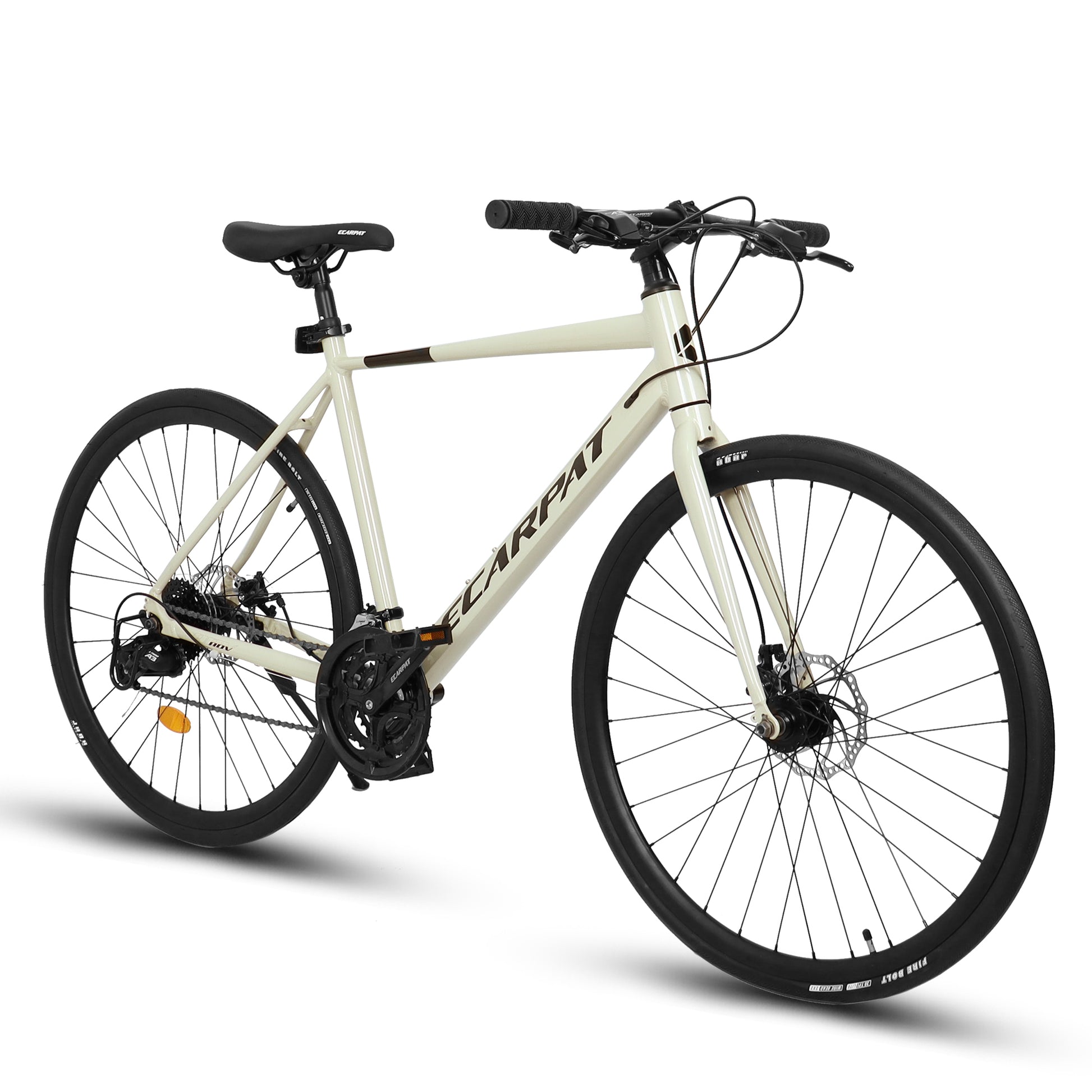 A28320 700C Ecarpat Road Bike, 24 Speed L Twoo Disc Brakes, Light Weight Aluminum Frame ,Racing Bike City Commuting Road Bicycle For Men Women Cream Aluminium