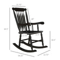 Outsunny Outdoor Wood Rocking Chairs Set Of 2, 350 Lbs. Porch Rockers With High Back For Garden, Patio, Balcony, Black Black Wood