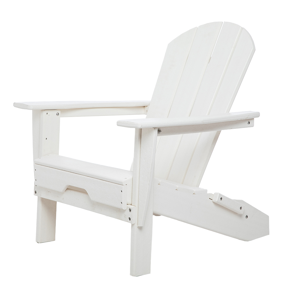 Hdpe Folding Adirondack Chair, Ultra Durable Weather Resistant Design, Easy Folding Design, 300 Lb Capacity, White White Hdpe