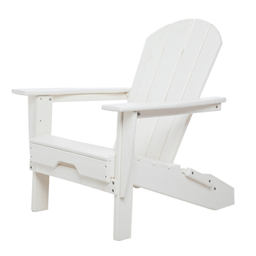 Hdpe Folding Adirondack Chair, Ultra Durable Weather Resistant Design, Easy Folding Design, 300 Lb Capacity, White White Hdpe