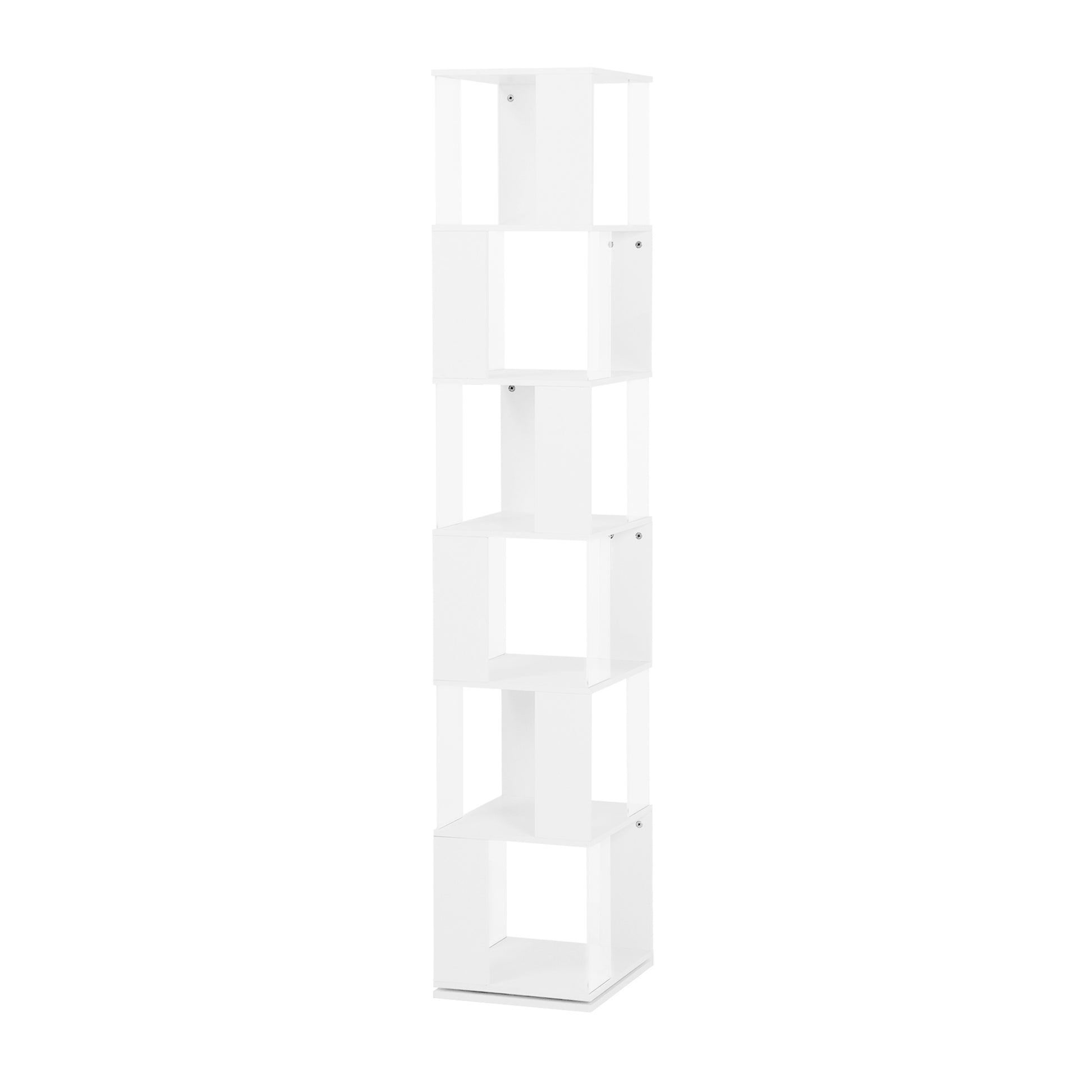 6 Tier Rotating Bookshelf, Floor Rack Simple Bookcase With Acrylic Plate Student Multi Function Creative Bookshelf For Living Room White Particle Board