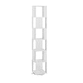 6 Tier Rotating Bookshelf, Floor Rack Simple Bookcase With Acrylic Plate Student Multi Function Creative Bookshelf For Living Room White Particle Board