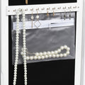 Homcom Jewelry Armoire With Mirror And 18 Led Lights, Wall Mounted Over The Door Cabinet With 3 Mountable Heights, White White Mdf