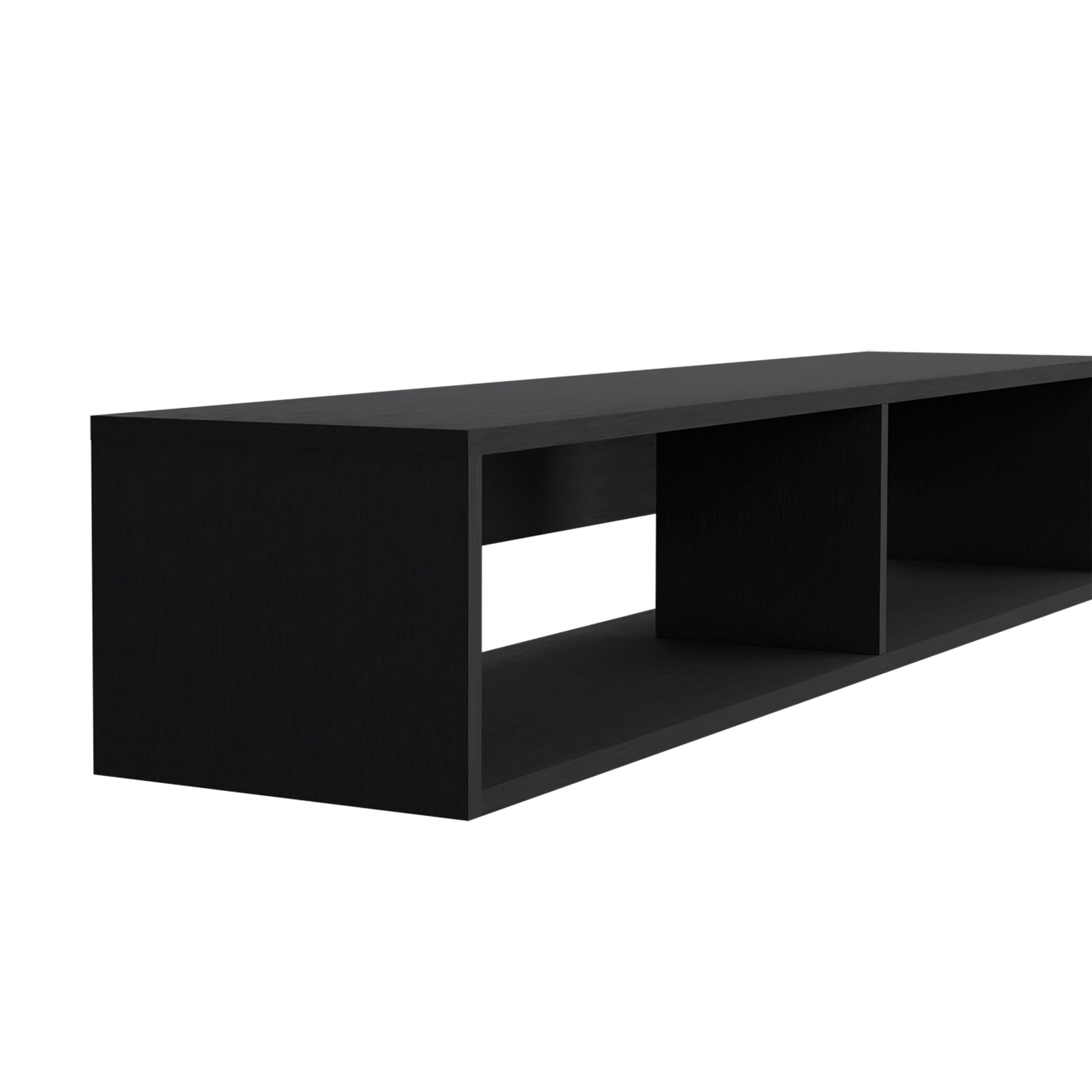 Warrior 59" Floating Tv Stand With Two Open Shelves, Media Compartments And Cable Management Black Primary Living Space 50 Inches 50 59 Inches Modern Particle Board