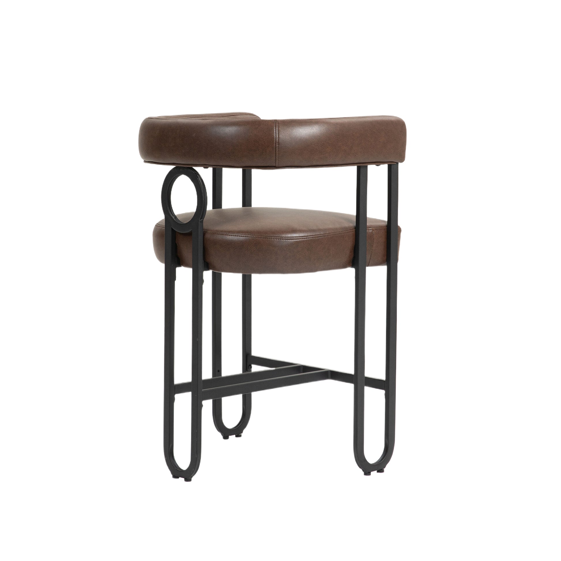 Coolmore Bar Stools Set Of 2, Modern Bar Stool With Back, Black Metal Frames, Upholstered Bar Stools For Kitchen Island, Pub, Club Dark Brown Pu Dark Brown Foam Pu Leather