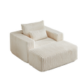 62.5 Inch Corduroy Sponge Sofa Lounge Chair With Removable Footrest,No Assembly Required,Fluffy Modern Sleeper Chair For Indoor Living Room Bedroom Beige Foam Corduroy 1 Seat
