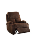 Chocolate Recliner With Cup Holder Chocolate Linen Manual Handle Metal Primary Living Space Tight Back Handle Pillow Top Arms Fabric Metal