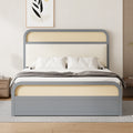 Queen Size Wooden Platform Bed With Trundle And 2 Drawers,Gray Queen Gray Solid Wood Mdf