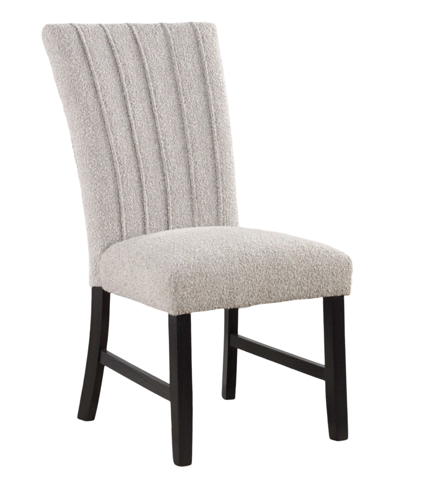 Unique Contemporary Gray Boucle Fabric Set Of 2Pc Dining Chairs Black Wooden Legs Parson Side Chair Black,Gray Dining Room Classic,Contemporary,Modern Side Chair Solid Back Set Of 2 Boucle,Solid