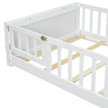 Twin Size Floor Platform Bed With Built In Book Storage Rack, Door,White Twin White American Design Pine