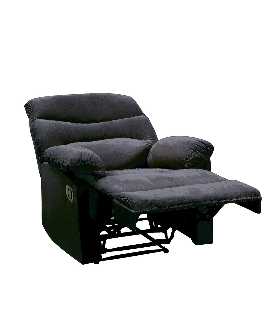 Black Recliner With Pillow Top Arm Black Manual Handle Metal Primary Living Space Tight Back Handle Pillow Top Arms Fabric Metal