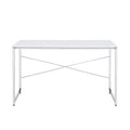 White And Chrome Writing Desk With Sled Base White Silver Writting Desk Office Rectangular Desk Wood Metal Sled