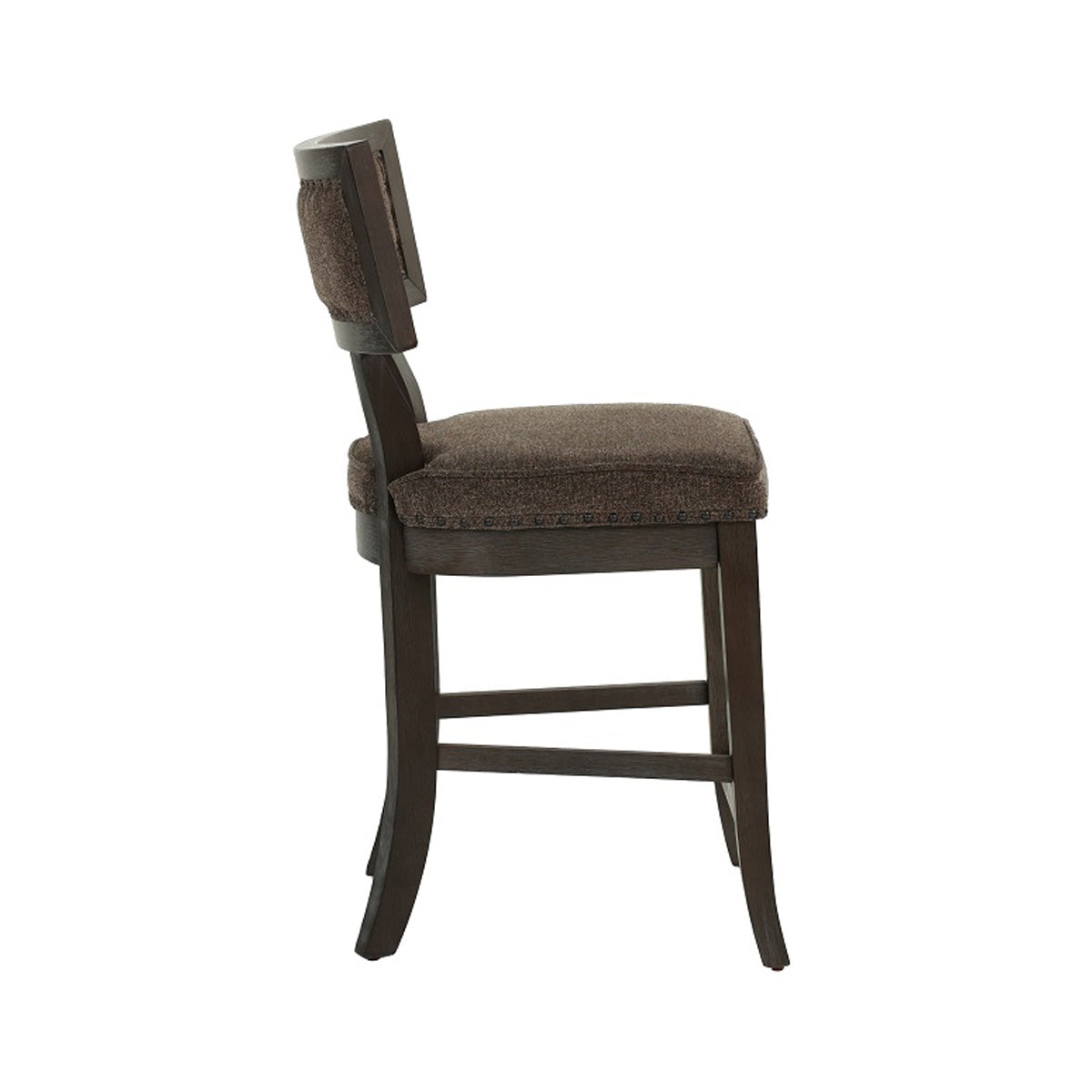 Set Of 2 Dining High Chairs With Fabric Upholstery Cushion, Espresso Solid Espresso Dining Room Dining Chairs Set Of 2 Rubber Wood