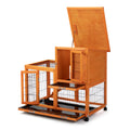 Detachable Rabbit Hutch With Removable Tray And Rolling Casters, Orange Orange Pine