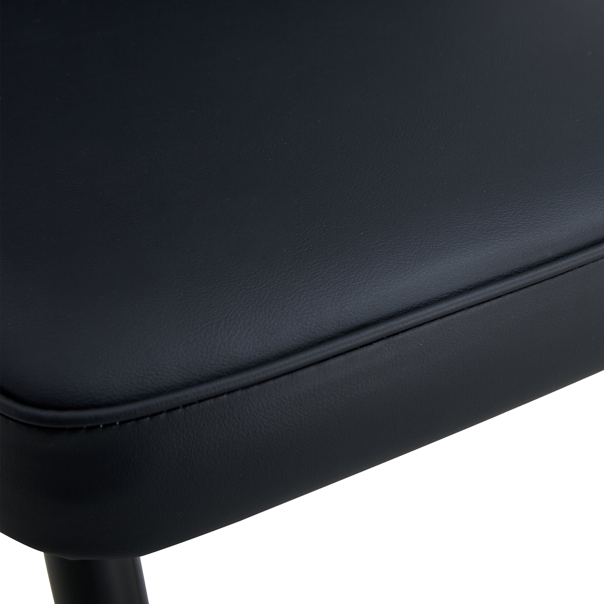 Table And Chair Set.Modern Rectangular Dining Table With Black Textured Stickers Glass Tabletop And Gold Plated Metal Legs.Paried With 4 Comfortable Chairs With Pu Seats And Black Metal Legs. Black Gold Seats 4 Glass Metal