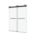 68 72 In. W X 76 In. H Double Sliding Frameless Soft Close Shower Door With Premium 3 8 Inch 10Mm Thick Tampered Glass And Easy Cleaning Coating, Stainless Steel In Matte Black 23D02 72Mb Matte Black Stainless Steel Tempered Glass Sheet Metal Plastic