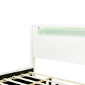 Queen Size Upholstered Platform Bed With Led Frame, With Twin Xl Size Trundle And 2 Drawers, Teddy Fleece, White White Fleece