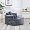 55''L Chenille Sponge Single Sofa,No Assembly Required,Fluffy Modern Sleeper Chair For Living Room, Bedroom, Lounge And Projection Room Not A Swivel Chair. Grey Foam Chenille 1 Seat