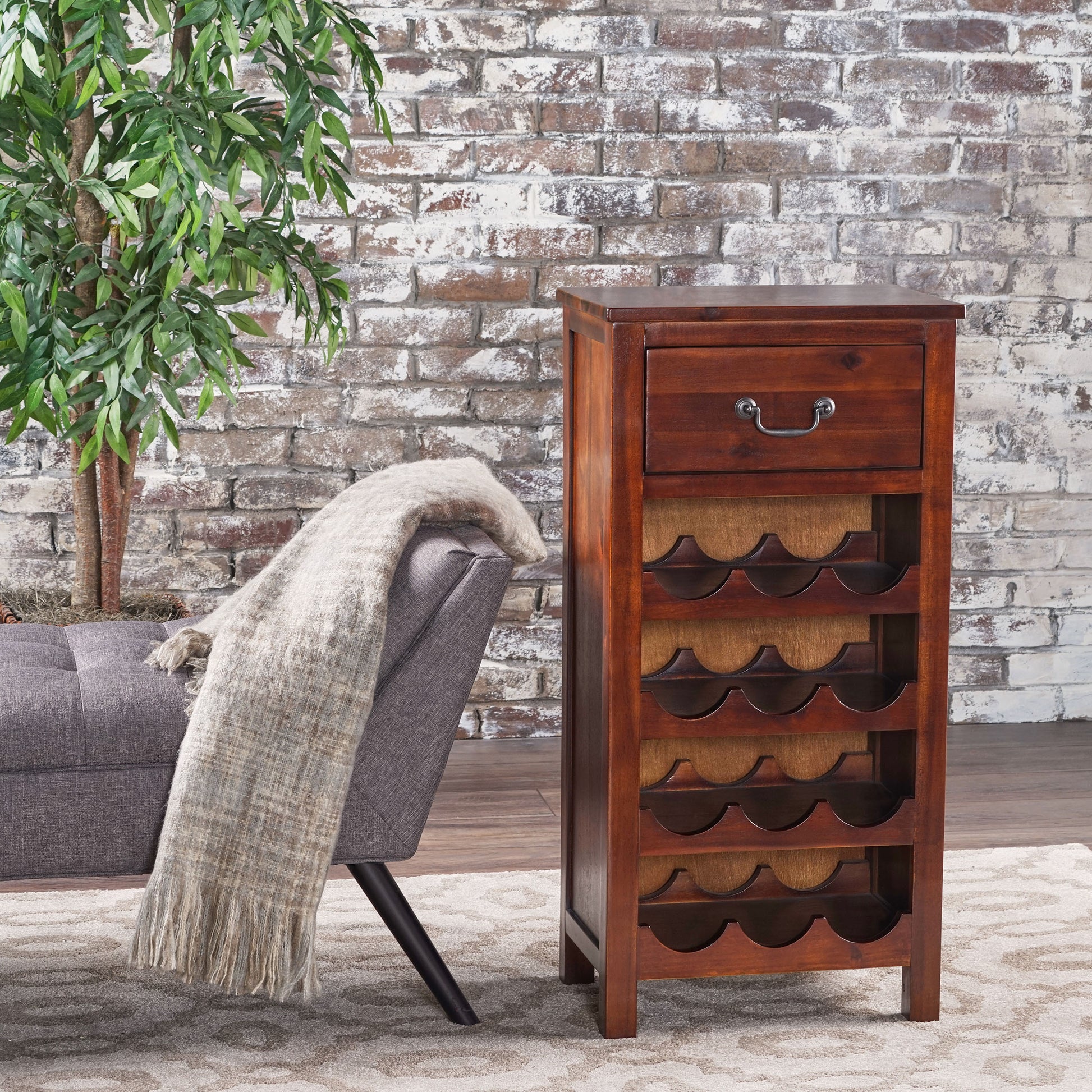 Wine Rack Dark Brown Acacia Wood