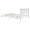 Full Size Wood Platform Bed Frame, Retro Style Bed With Rectangular Headboard,No Need Box Spring,White Full White Wood