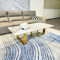 Rectangular Coffee Table With Sintered Stone Top, Gold Metal Frame, For Bed Room, Living Room Gold Modern Rectangular Sintered Stone,Stainless Steel
