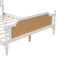 Traditional Style Rattan Queen Size Bed Frame,No Box Spring Needed,Antique White Box Spring Not Required Queen Antique White Wood Bedroom Traditional,Vintage Bed Frame Wood