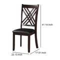 Dining Chair, Vegan Faux Leather, Cross Lattice, Set Of 2, Black Black Solid Wood