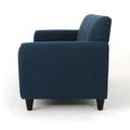 Mirod Comfy 3 Seat Sofa With Wooden Legs, Modern Style For Living Room And Study Navy Blue Fabric 3 Seat