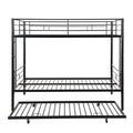 Full Over Full With Trundle Metal Bunk Bedno Box Spring Needed, Easy Assemble Black Metal