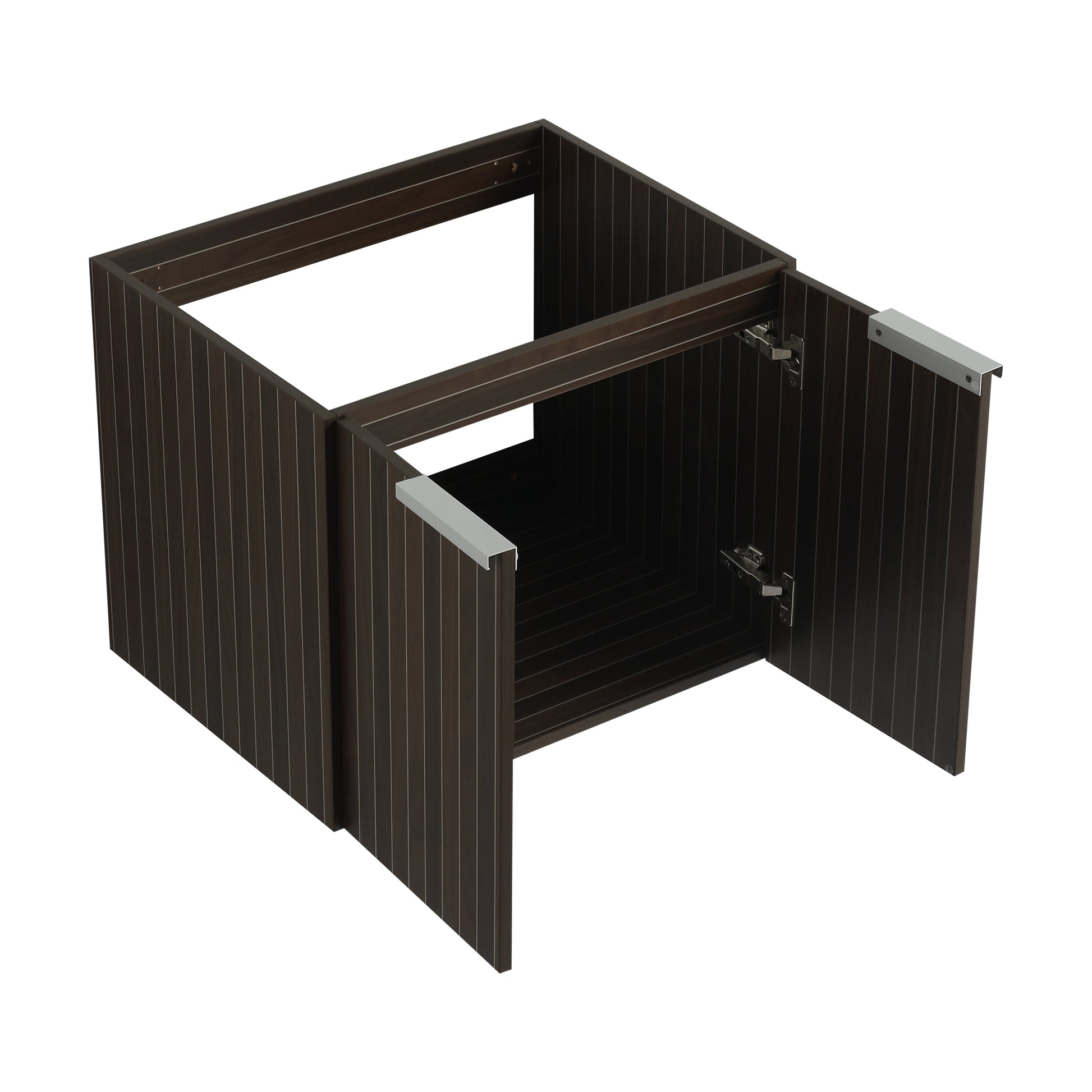 24 Inch Bathroom Cabinet With Resin Sink,Soft Close Doors,Float Mounting Design, For Small Bathroom Silver Brown Stripe Bathroom Modern Plywood Plywood
