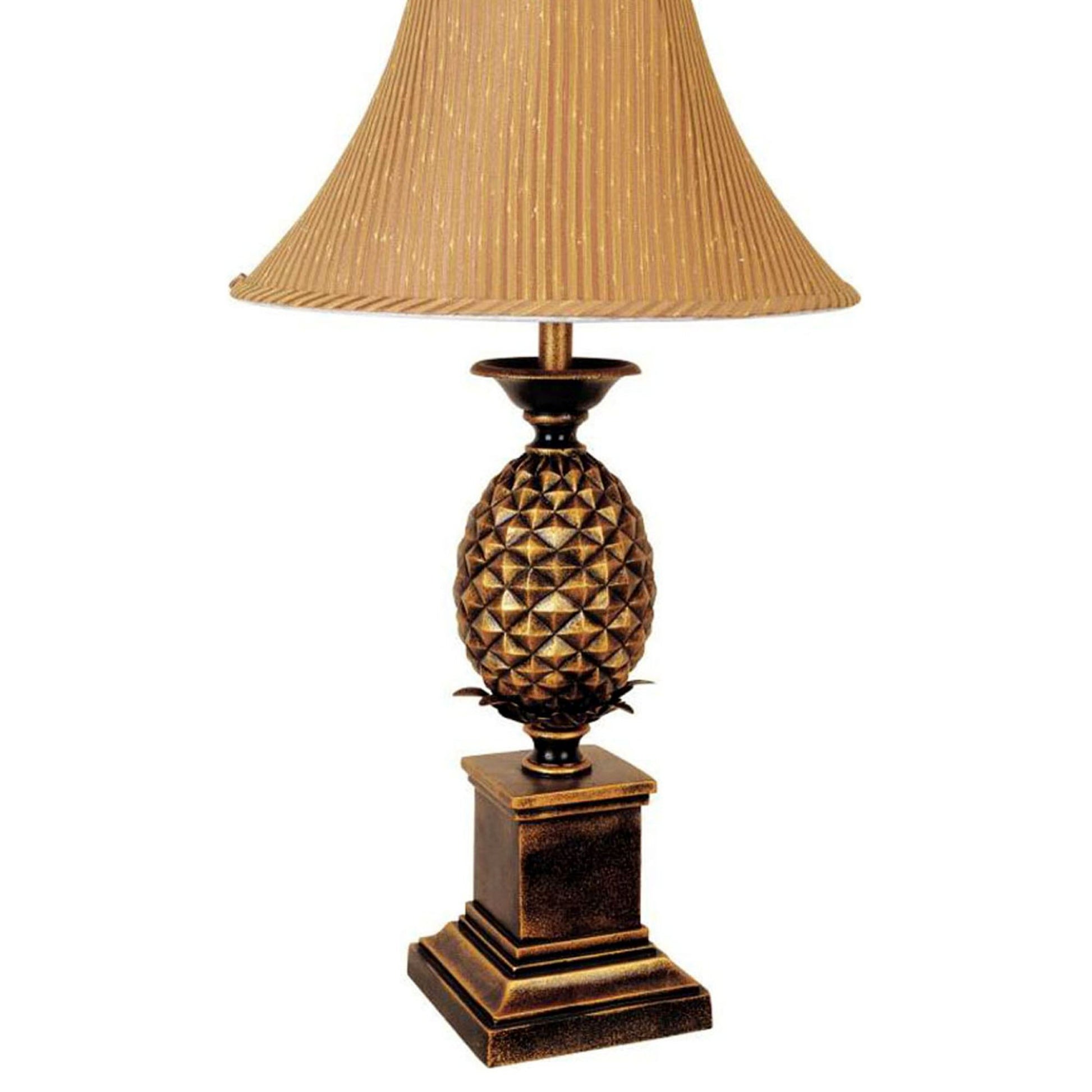 65" Tall Metal Table Lamp With Antique Gold Finish, Pineapple Design Multicolor Metal