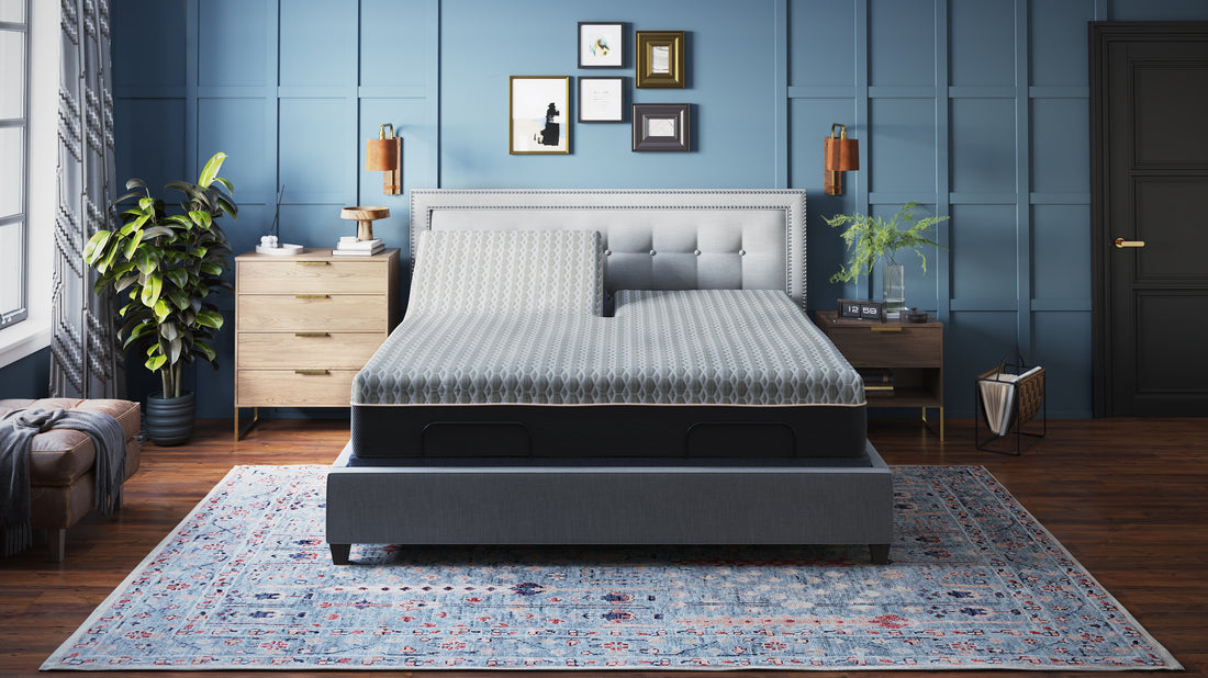 Copper Lux Hybrid 12" Split Top King Mattress With Copper Infused Contouring Memory Comfort Layer And Supportive Coil System Black Gray Foam Spring Split Top King