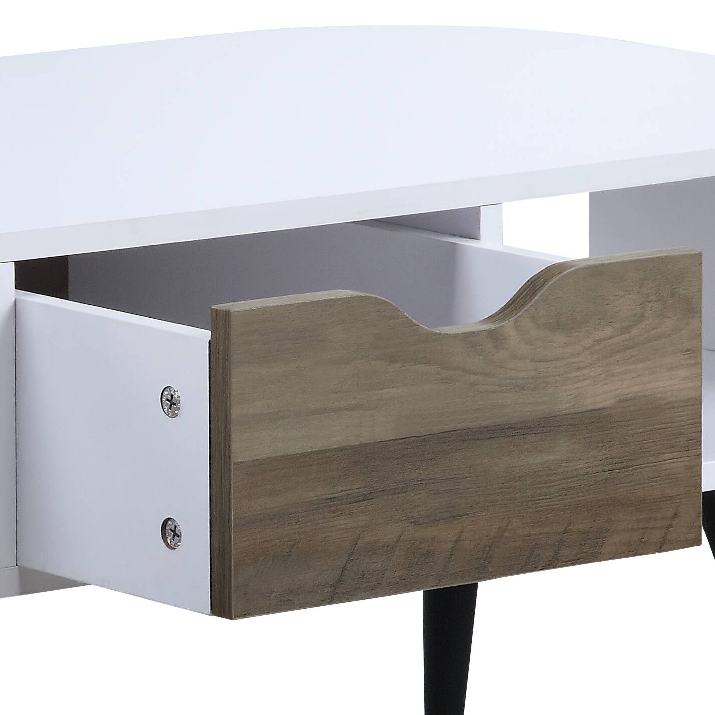 Halima White & Black Finish Coffee Table Black,White Metal,Synthetic Wood