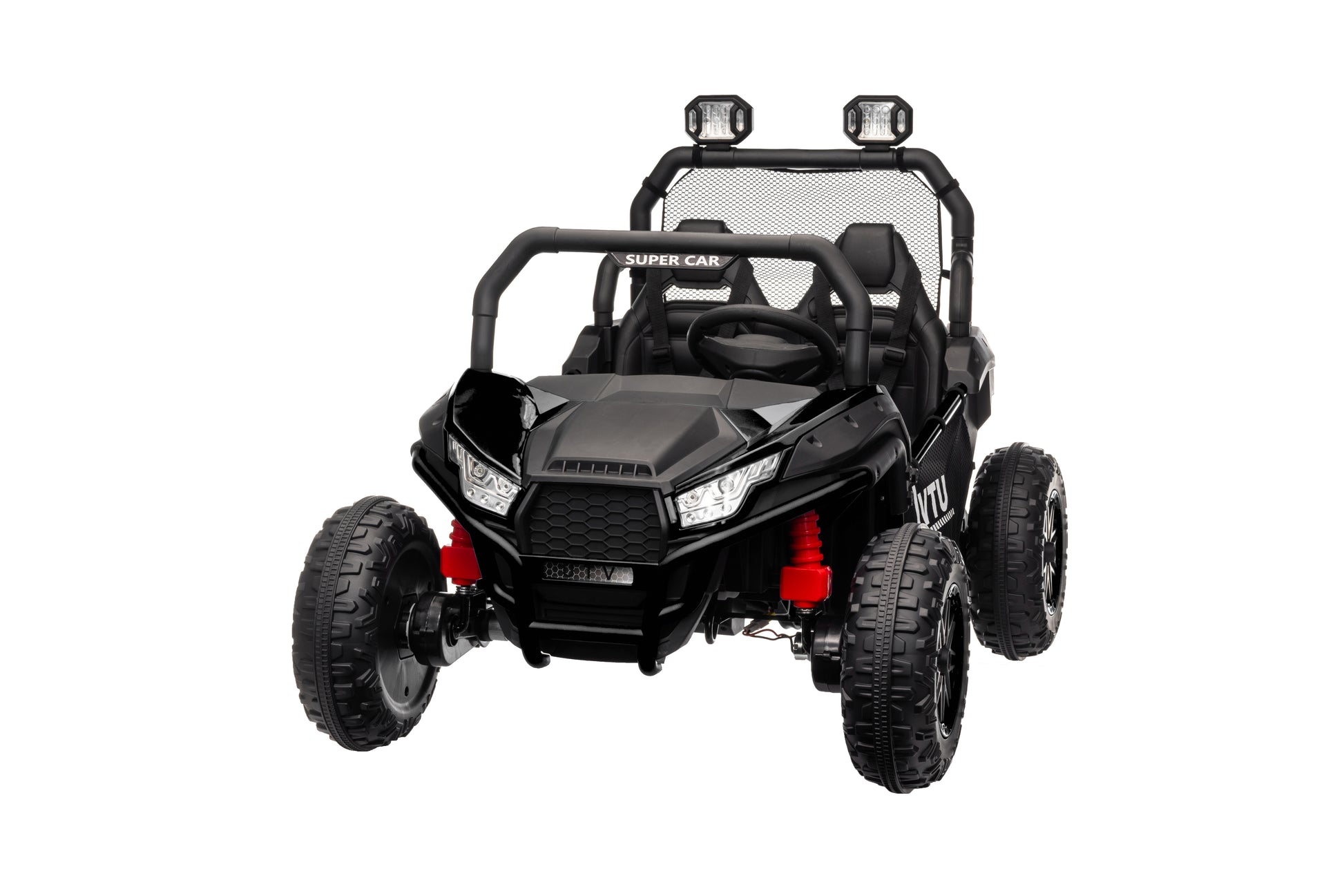 24 Volt Ride On Toys With Remote, Metal Frame Electric Powered Off Road Utv With 2 Xl Seater, 4X200W 5Mph Max, 4Wd 2Wd Switchable, 3 Speeds, Bluetooth, Storage,Black Black Abs